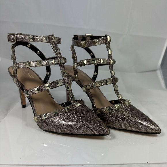 Mix No. 6, Bronze Metallic Cage Heel, size 6 - Picture 3 of 5